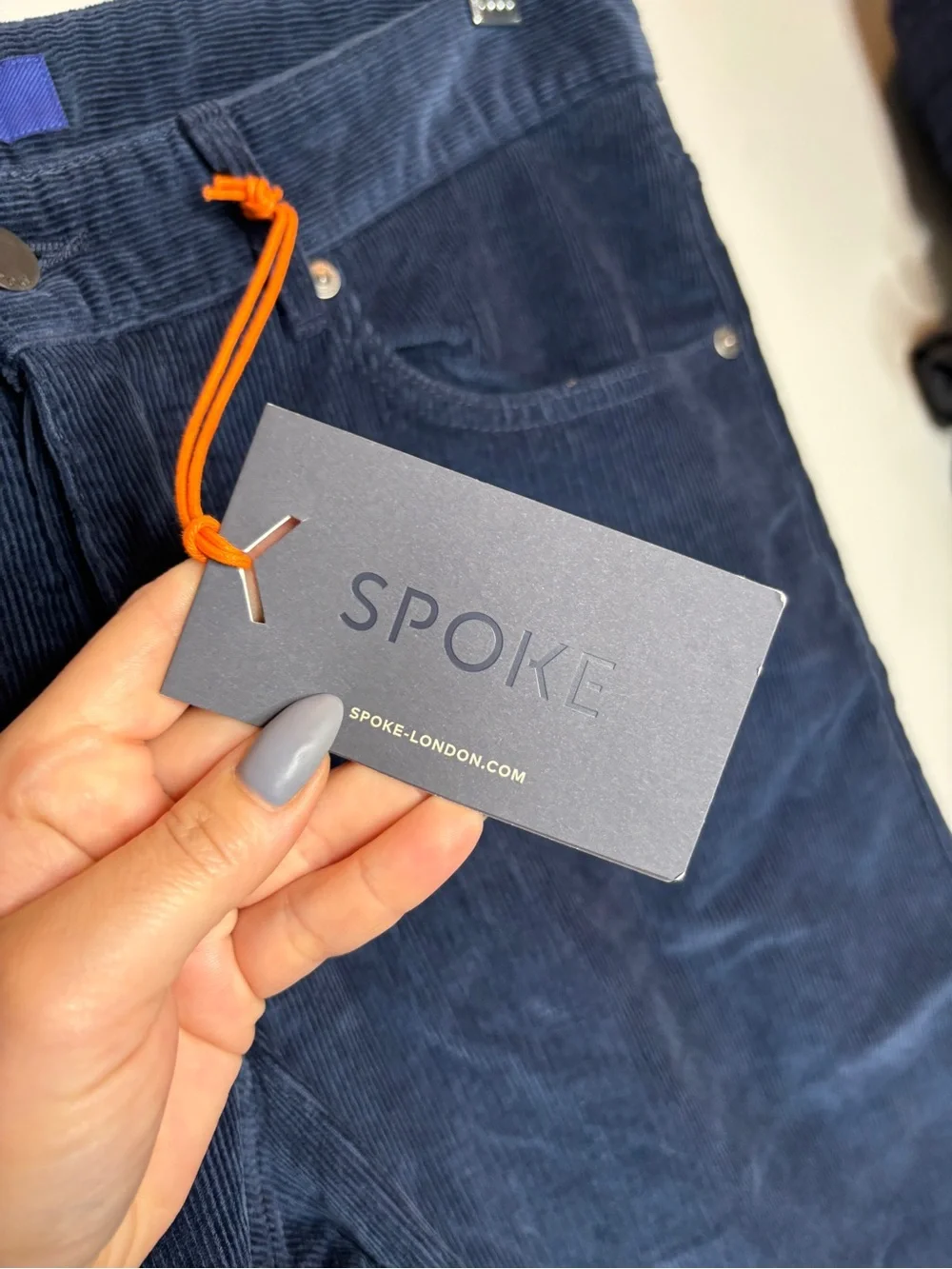 NWT Spoke Cord Fives The Autumn Original Trouser Size 33x30 Navy Cord